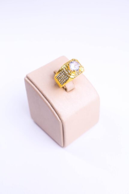 Gorgeous Men's Big Birthstone Crystal  Rings Luxury Gold Color  Ring For Men